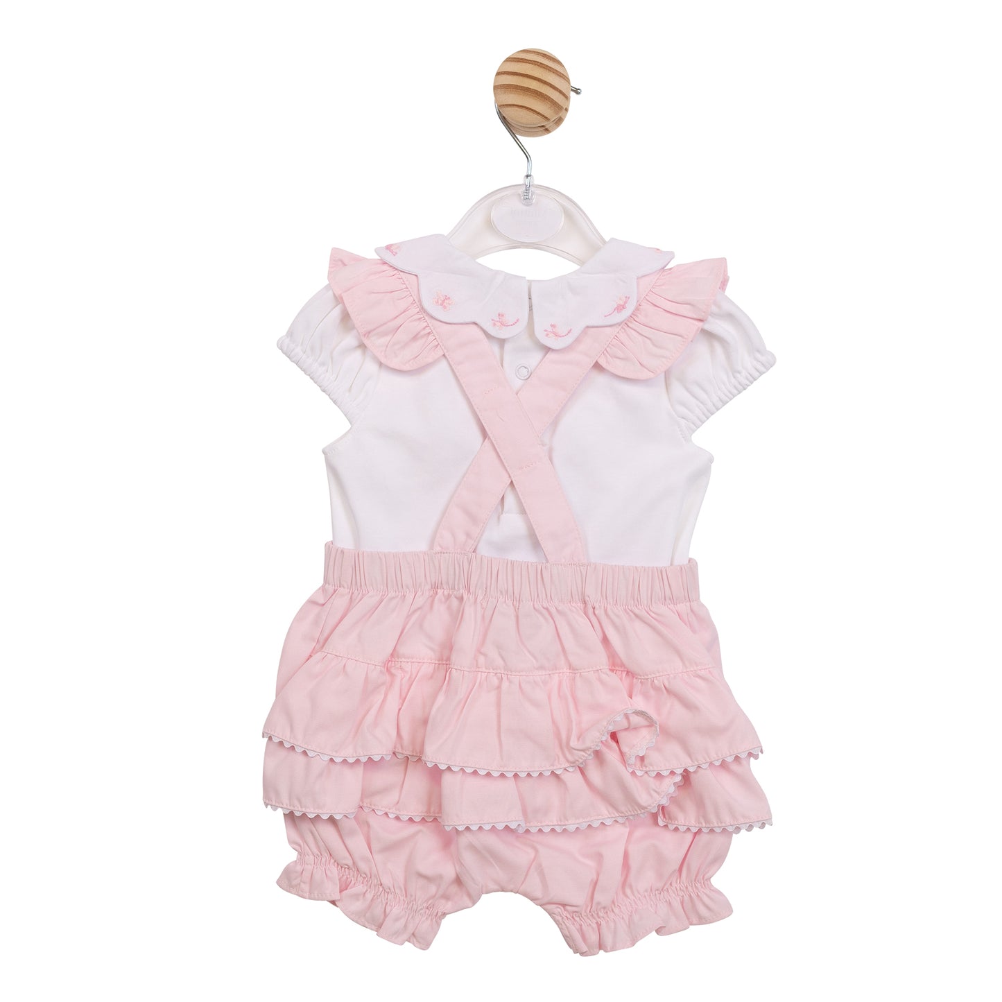 MB7031A - Top & Bloomer Dungaree - White/Pink Butterfly-In Stock