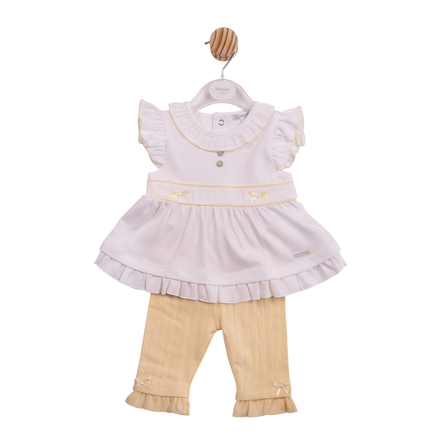 MB7065B - Tunic & Legging - White/ Lemon Jacquard Knit-In Stock