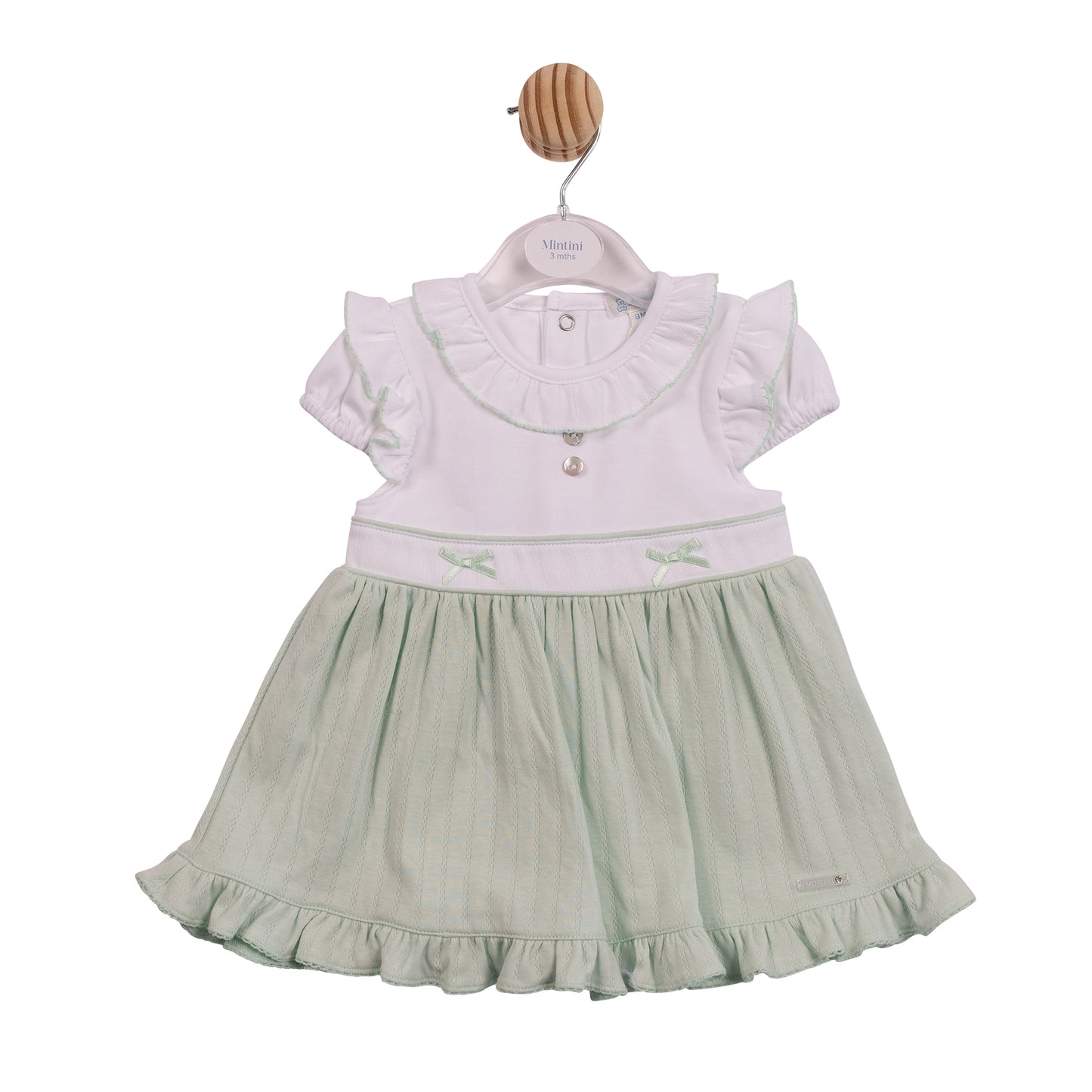 MB7070 - Dress - White/ Pistachio Jacquard Knit-In Stock