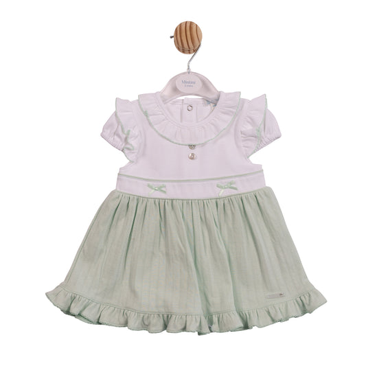 MB7070 - Dress - White/ Pistachio Jacquard Knit-In Stock