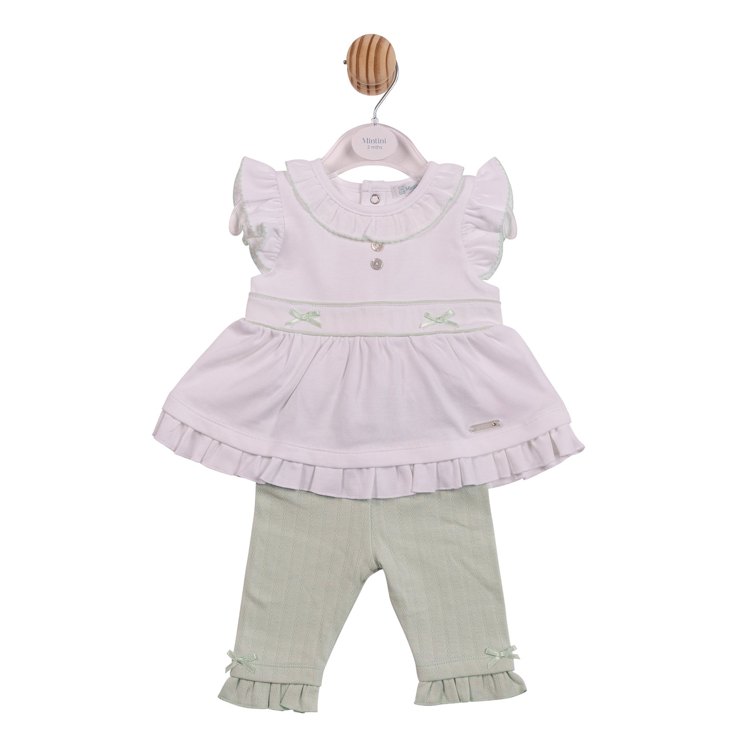 MB7072 - Tunic & Legging - White/ Pistachio Jacquard Knit-In Stock