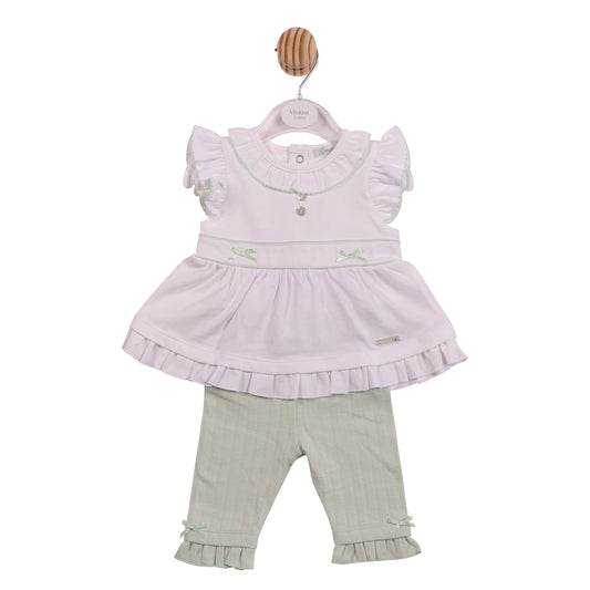 MB7072 - Tunic & Legging - White/ Pistachio Jacquard Knit-In Stock