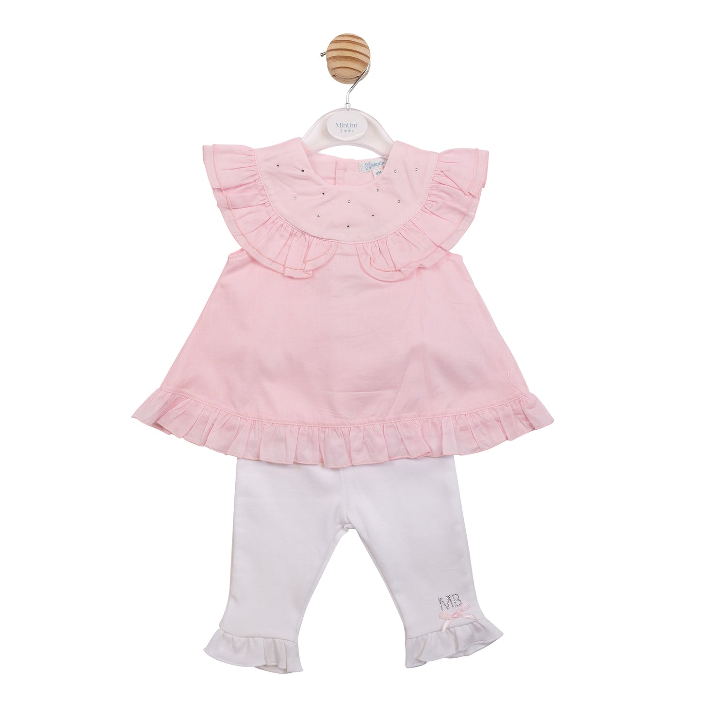 MB7096B - Dress & Legging - Pink/ White Diamante-In Stock