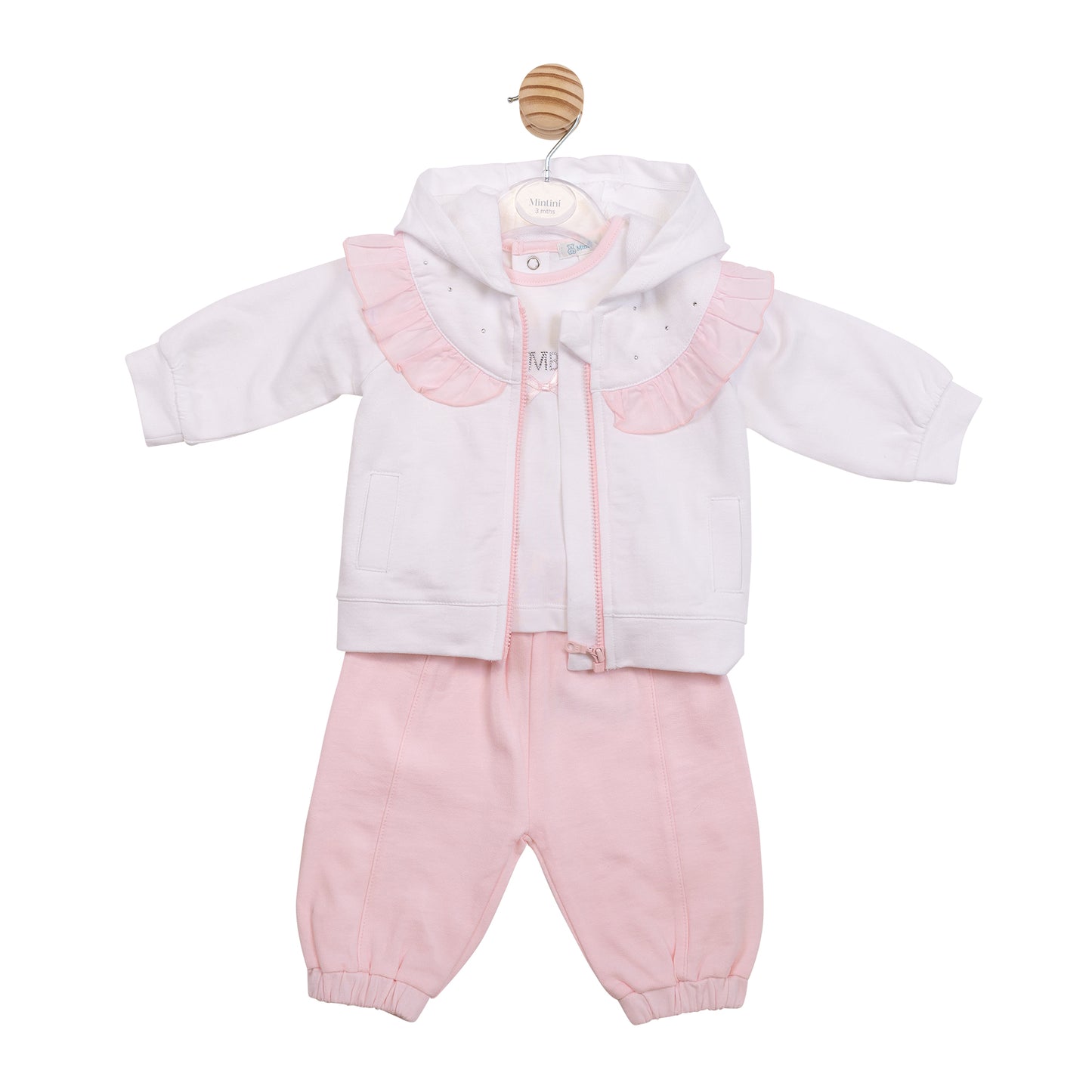 MB7100A - 3pc Jogset - White/ Pink Daimante-In Stock