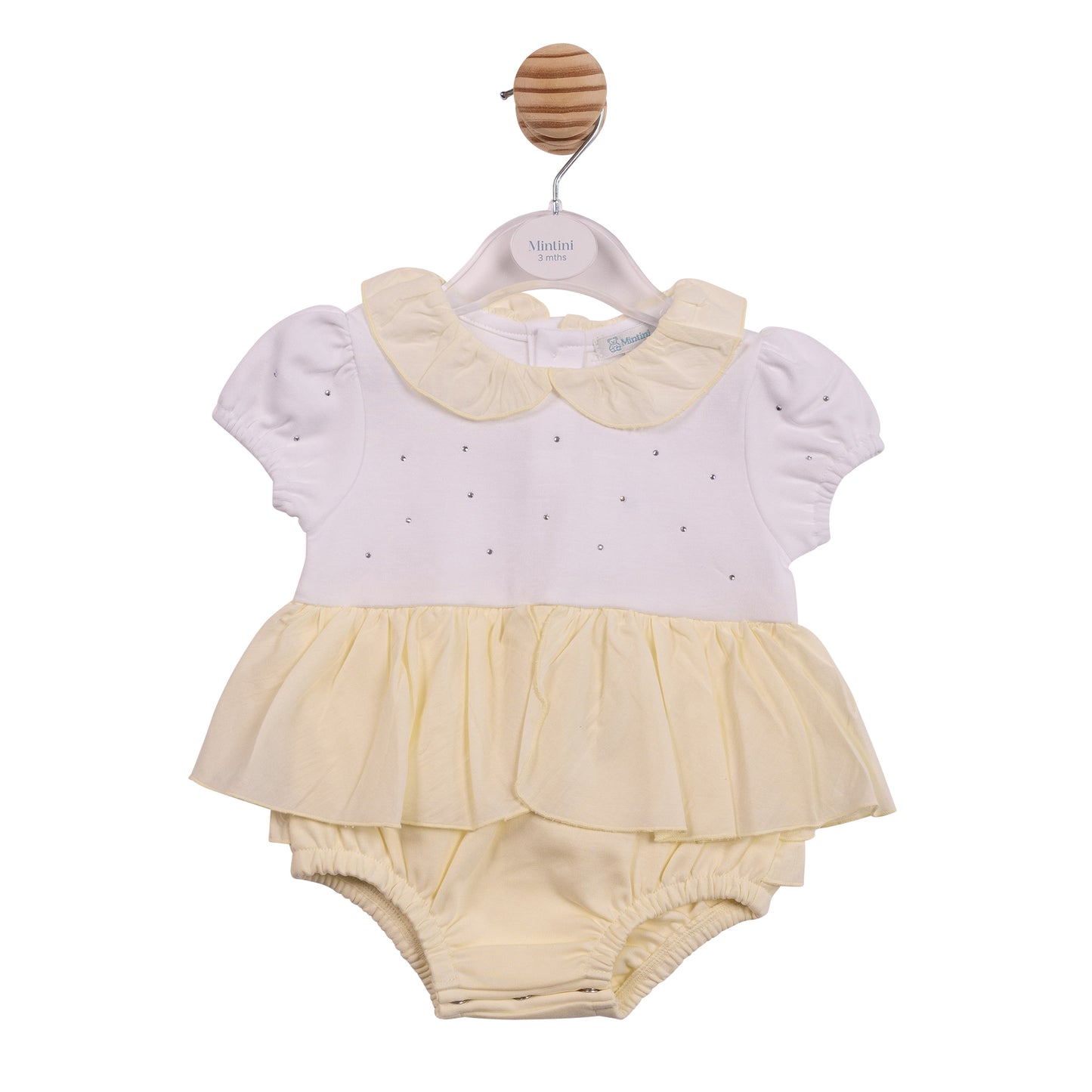 MB7104 - Romper - White/ Lemon Diamante-In Stock