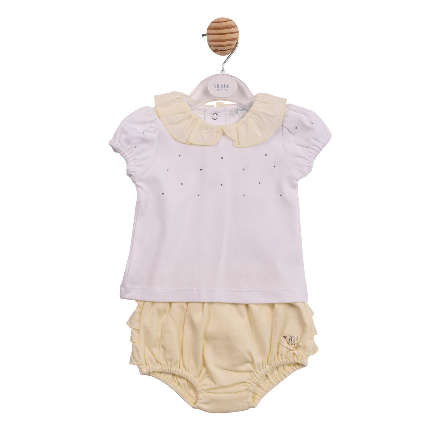 MB7106 - Top & Jam Pant - White/ Lemon Diamante-In Stock