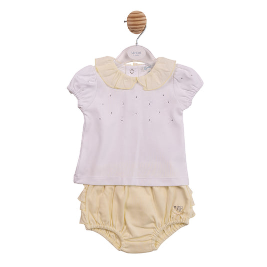 MB7106 - Top & Jam Pant - White/ Lemon Diamante-In Stock