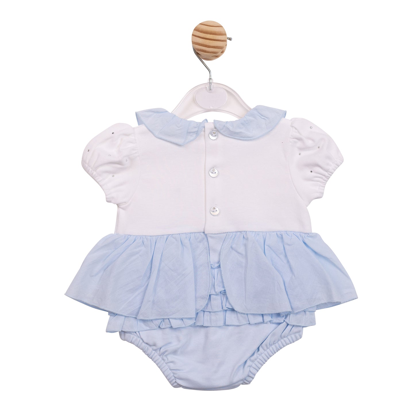 MB7117 - Romper - White/ Blue Diamante-In Stock