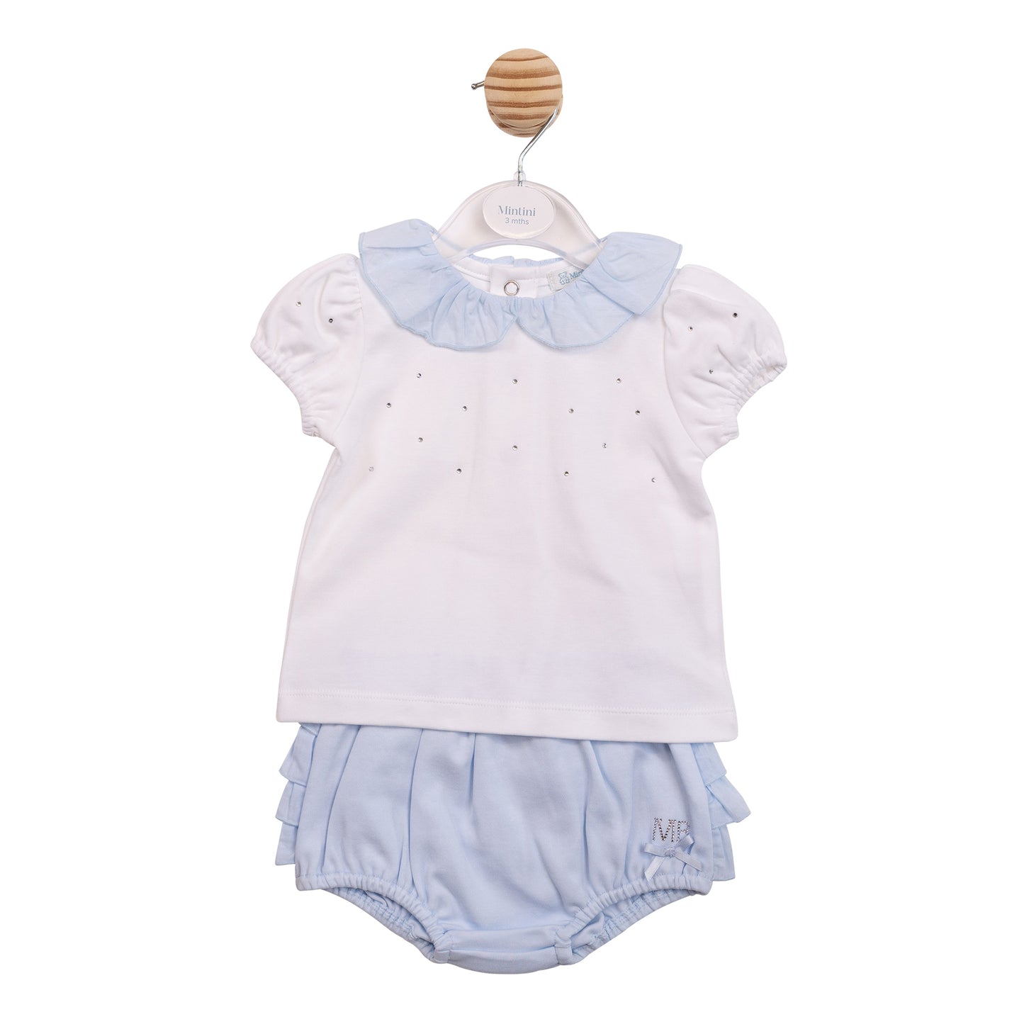 MB7119A - Top & Jam Pant - White/ Blue Diamante-In Stock