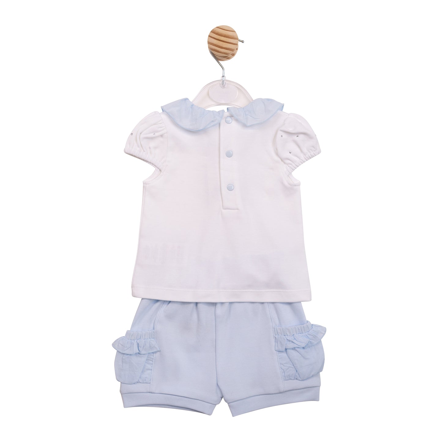 MB7121B - Top & Short - White/ Blue Diamante-In Stock