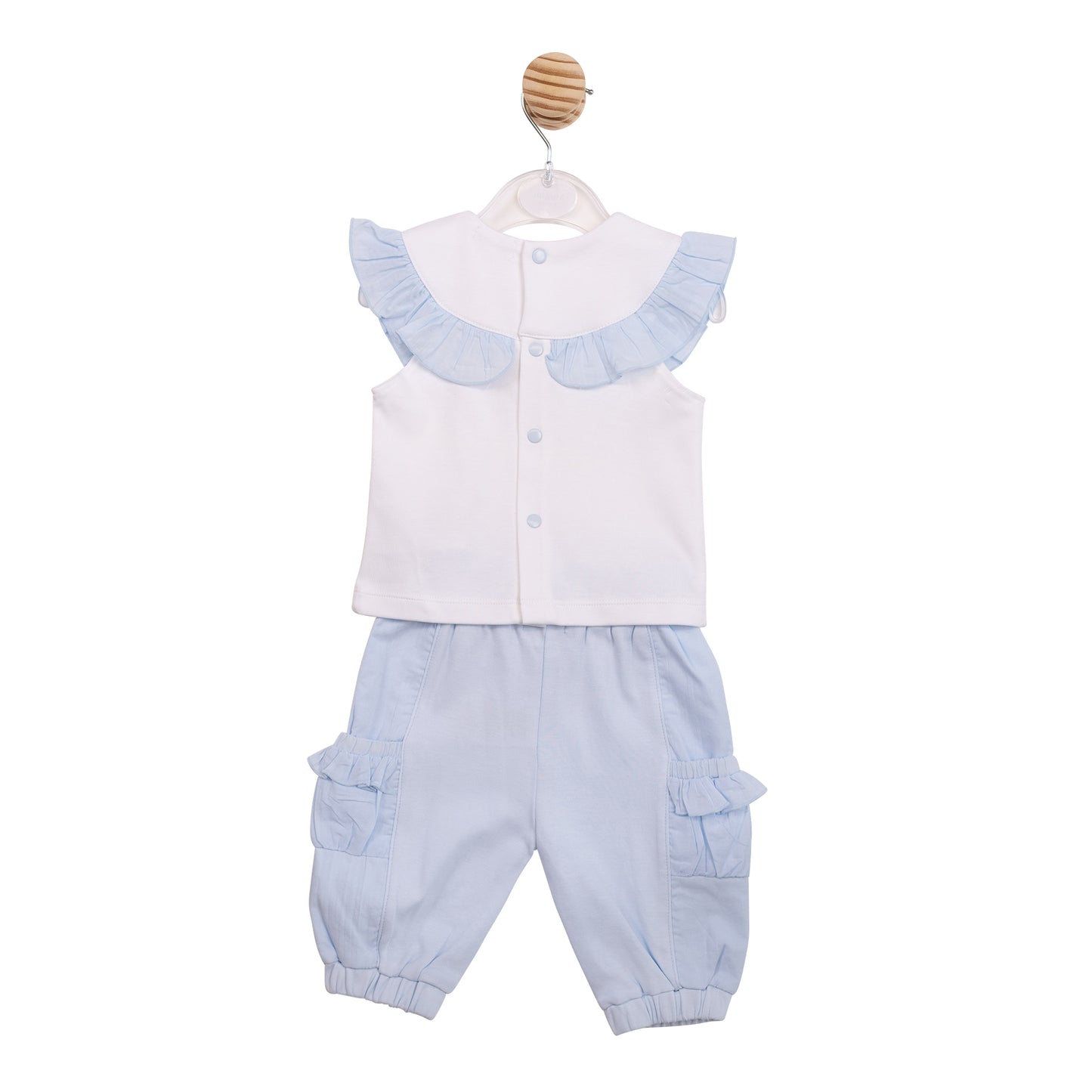 MB7123 - Top & Trouser - White/ Blue Diamante-In Stock