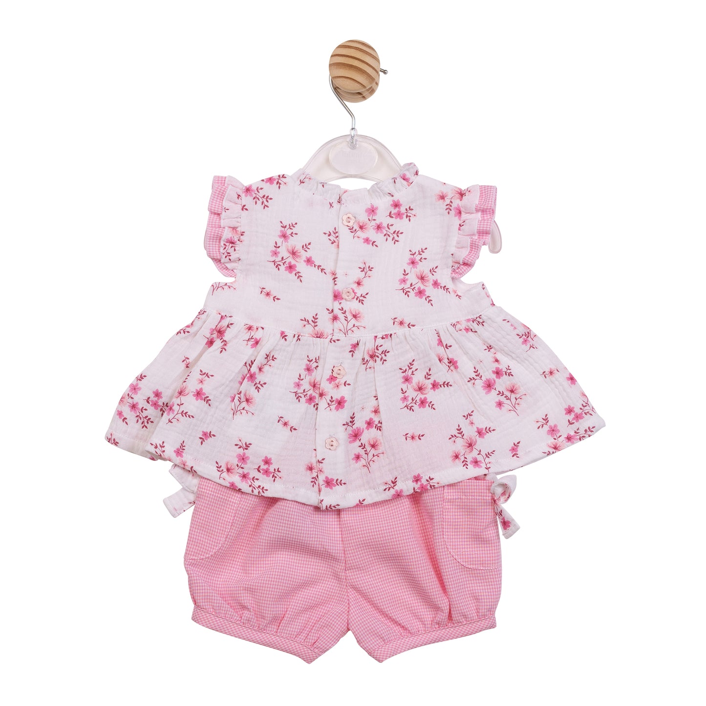 MB7132A - Top & Bloomer Short - White/ Pink Floral Gingham-In Stock