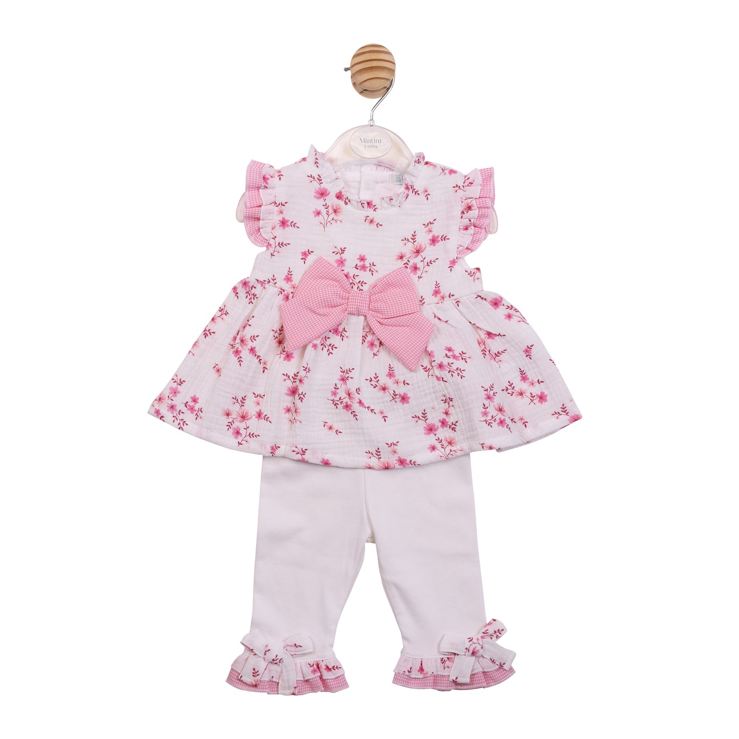MB7135 - Tunic & Legging - White/ Pink Floral Gingham-In Stock
