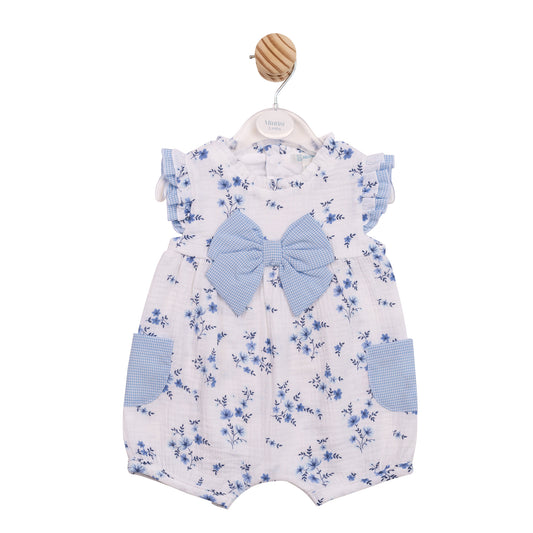MB7138 - Romper - Blue Floral Gingham-In Stock