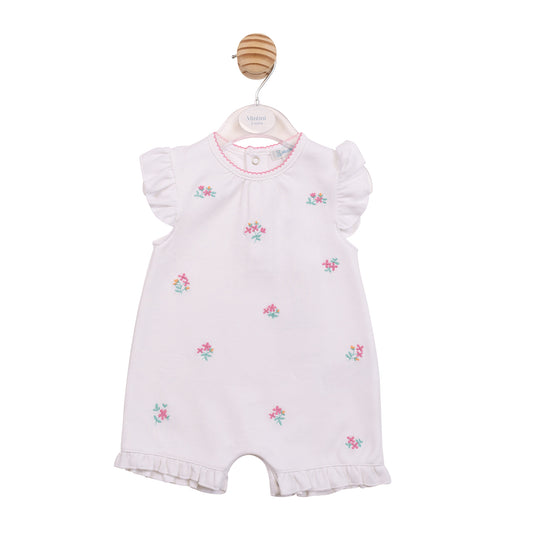 MB7144 - Romper - White Crinkle Floral-Pre Order
