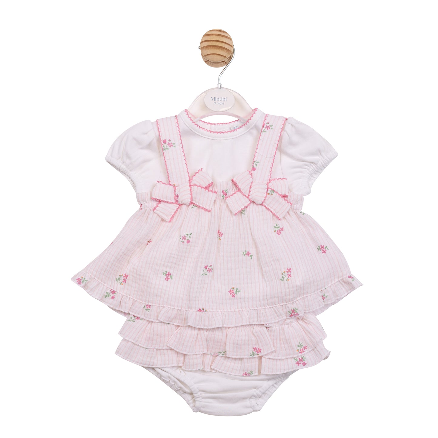 MB7145 - 3pc Jam Pant Set- White/ Pink Crinkle Floral-In Stock