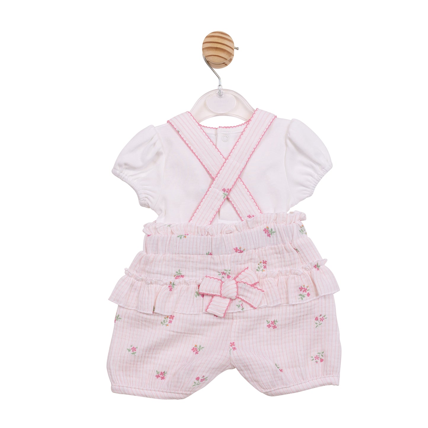 MB7146 - Top & Bloomer Dungaree - White/ Pink Crinkle Floral-In Stock