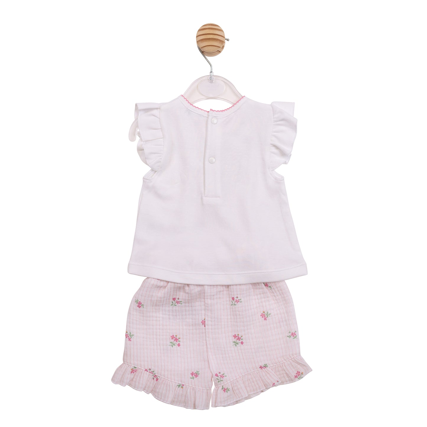 MB7152B - Top & Short- White/ Pink Crinkle Floral-Pre Order