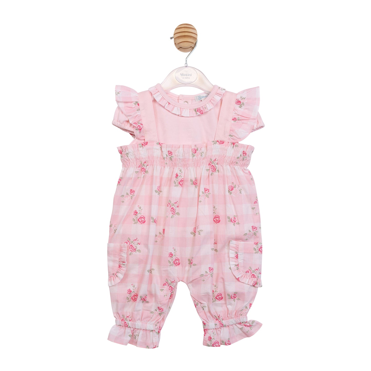 MB7157A - Top & Dungaree - Pink Gingham-In Stock