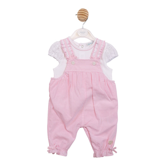 MB7172 - Top & Dungaree - White/ Pink Broderie-Pre Order