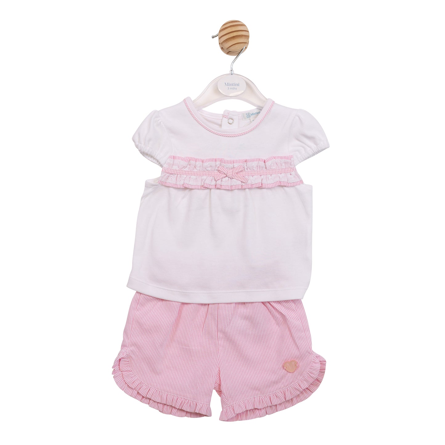 MB7175A - Top & Short - White/ Pink Broderie-Pre Order