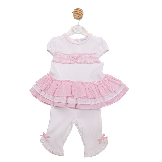 MB7176B - Tunic & Legging - White / Pink Broderie-Pre Order