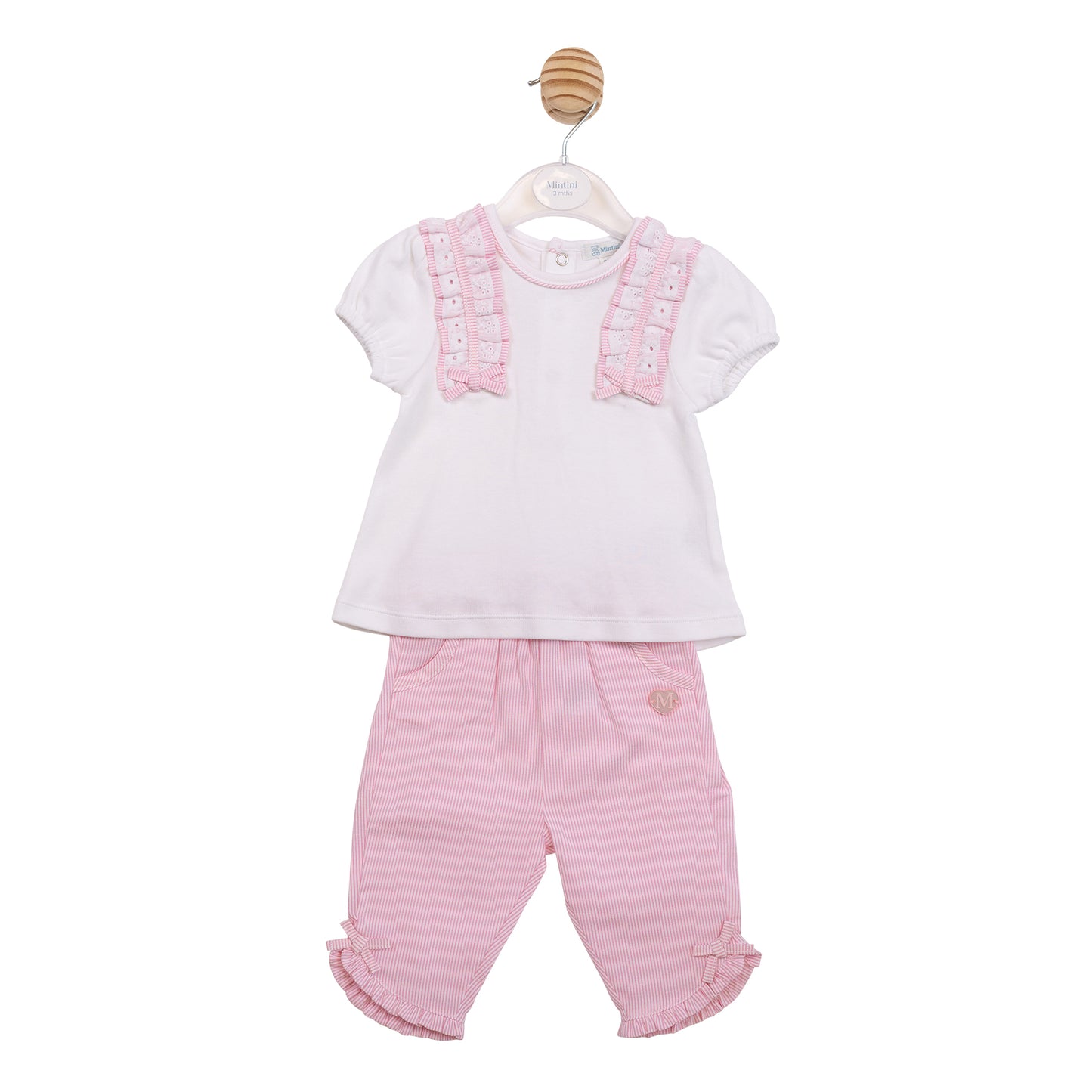 MB7177 - Top & Trouser - White/ Pink Broderie-In Stock