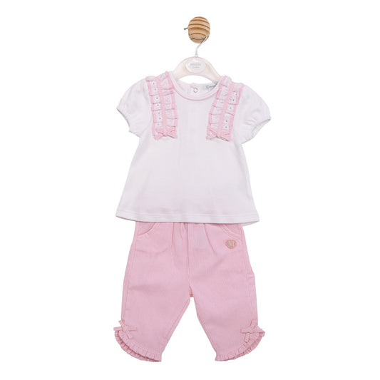 MB7177 - Top & Trouser - White/ Pink Broderie-Pre Order