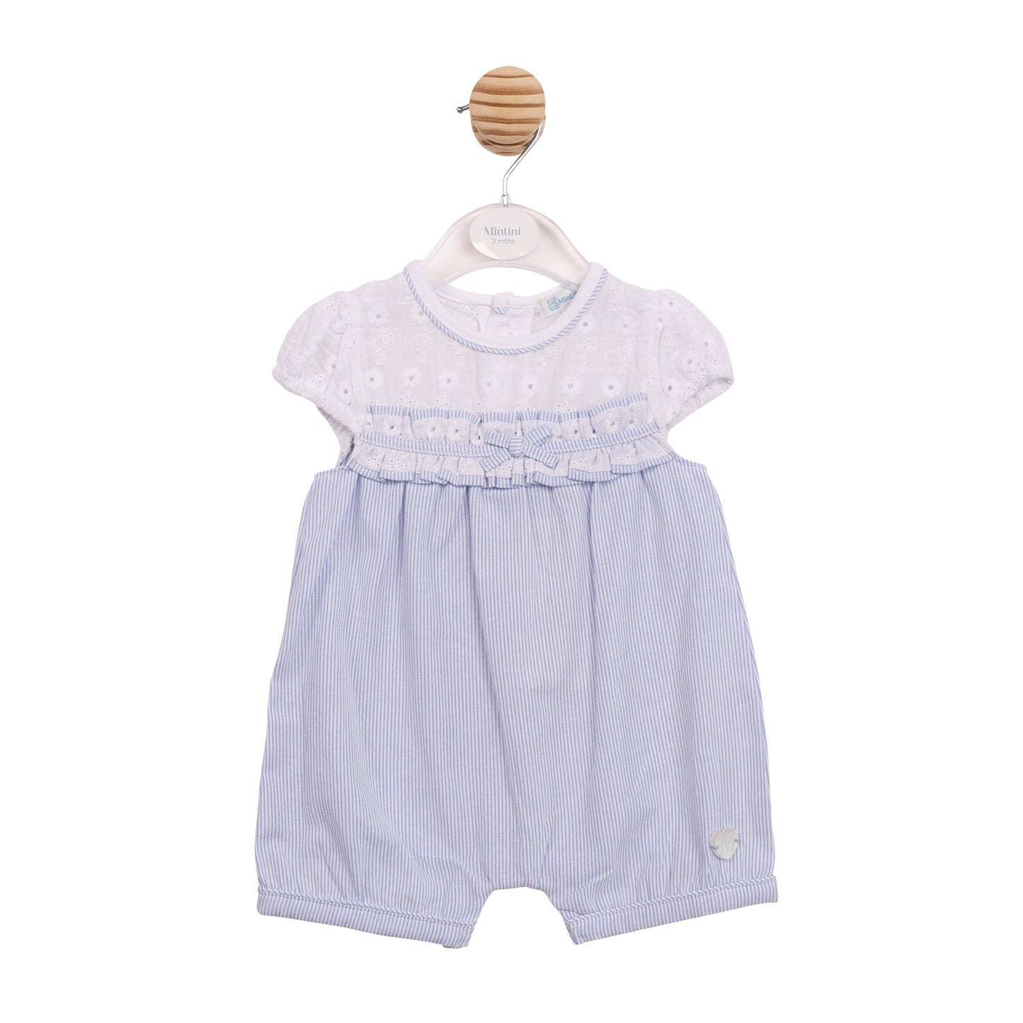 MB7182 - Romper - White/ Blue Broderie-Pre Order