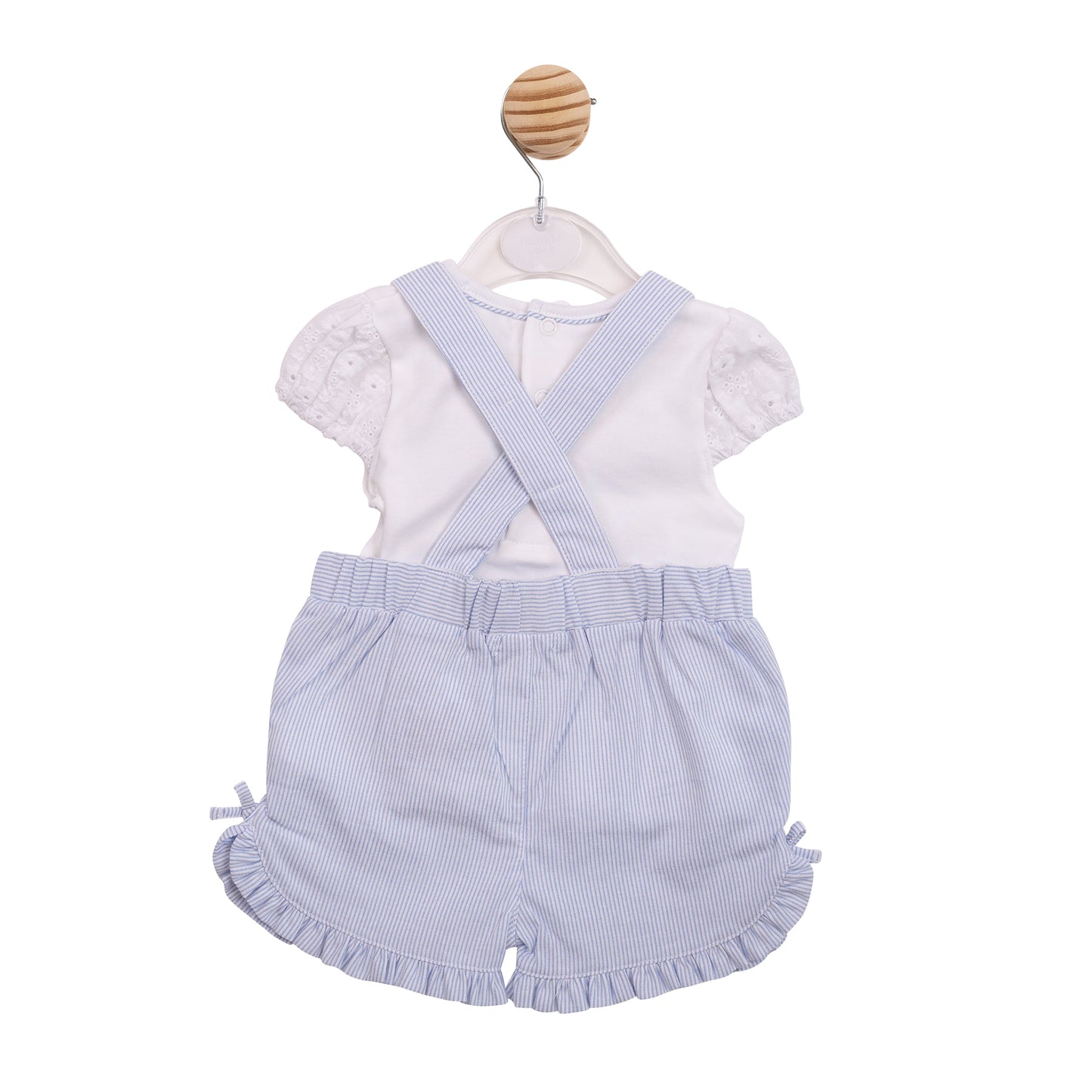 MB7186 - Top & Short Dungaree - White/Blue Broderie-In Stock