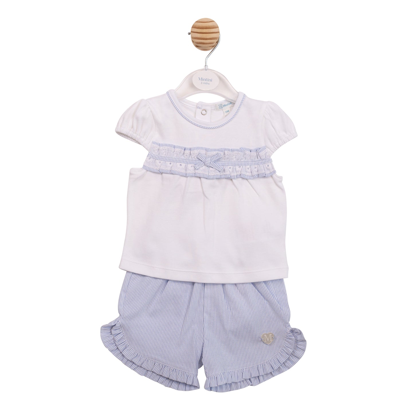 MB7188A - Top & Short - White/ Blue Broderie-In Stock