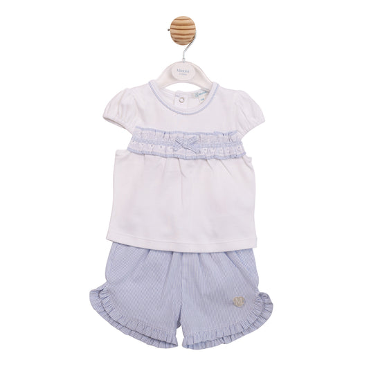 MB7188 - Top & Short - White/ Blue Broderie-Pre Order