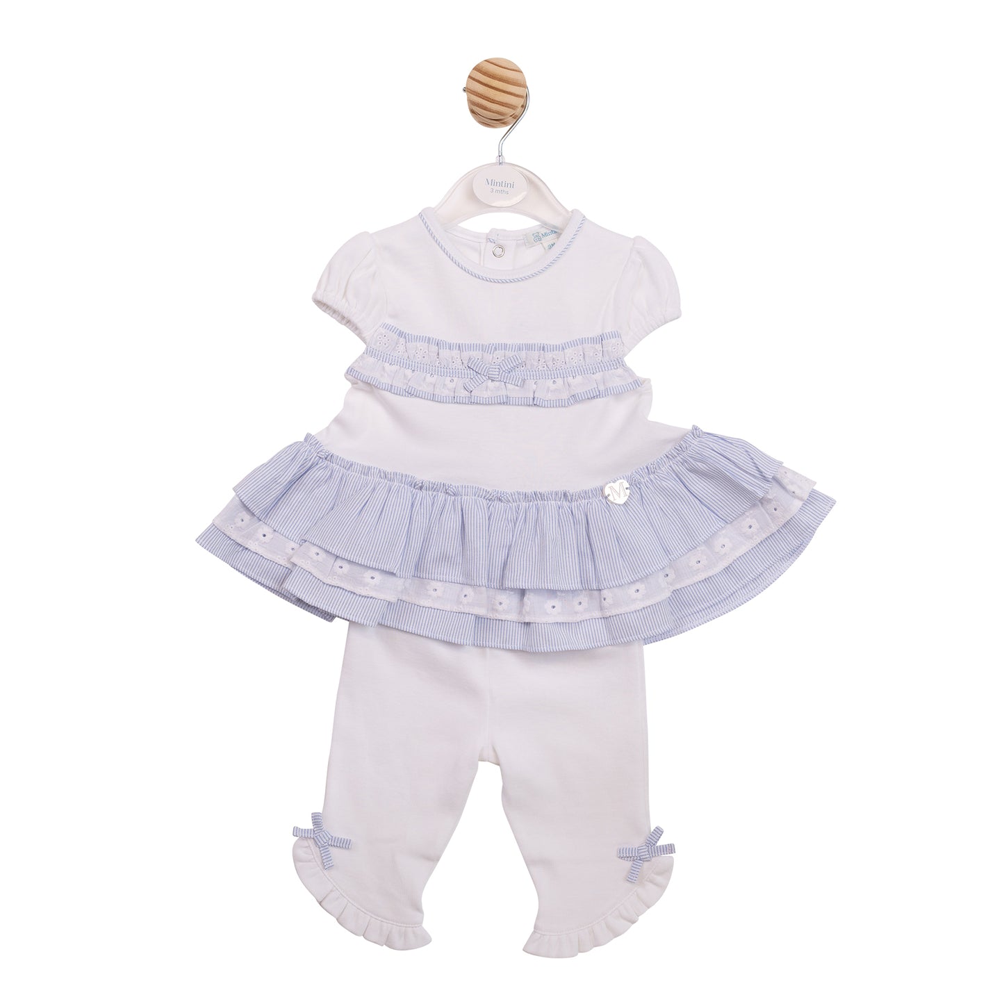 MB7189B - Tunic & Legging - White/Blue Broderie-Pre Order