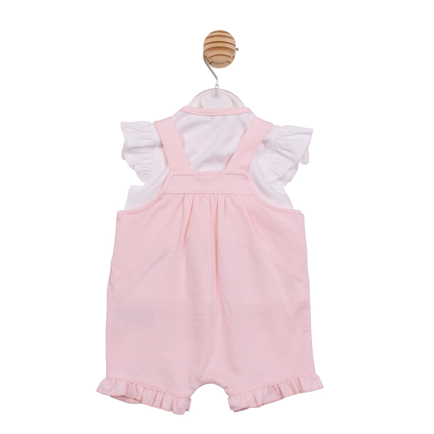 MB7206 - Top & Short Dungaree - White/Pink Flowers-In Stock