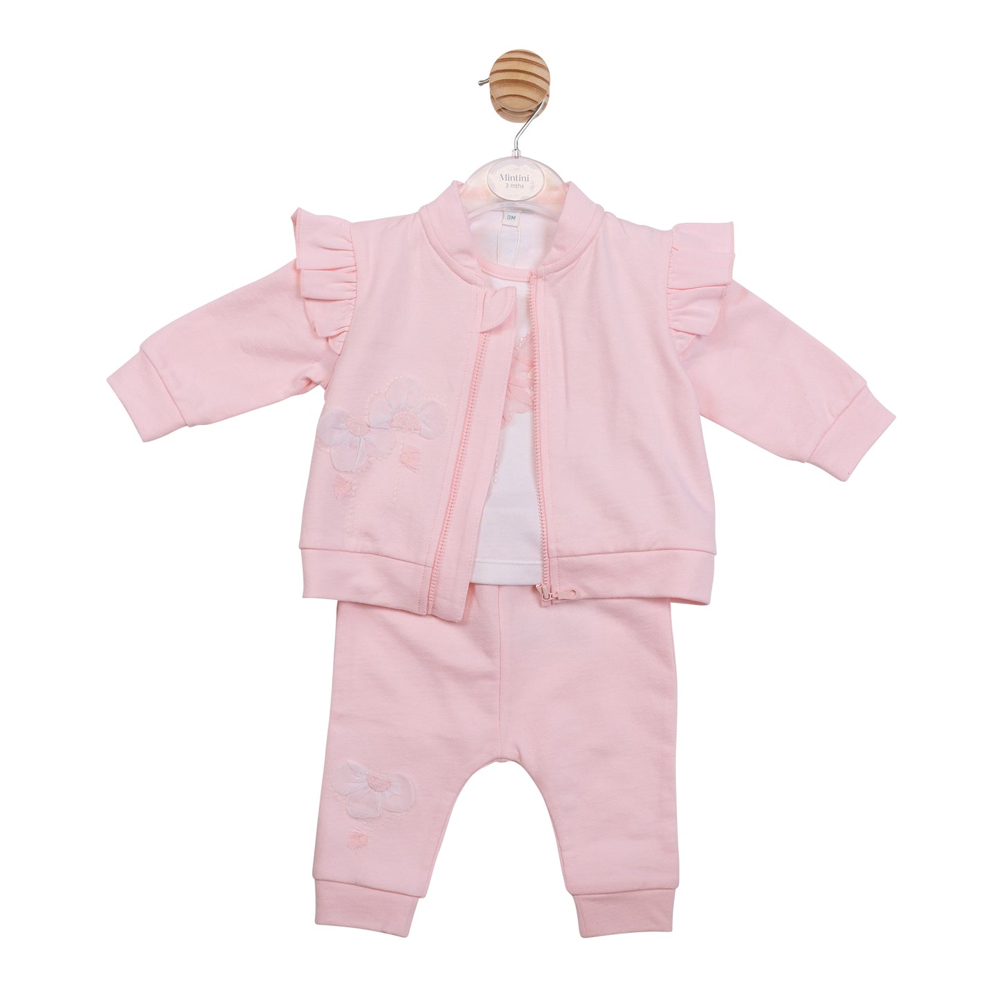 MB7211A - 3pc Jogset - White/ Pink Flower-Pre Order