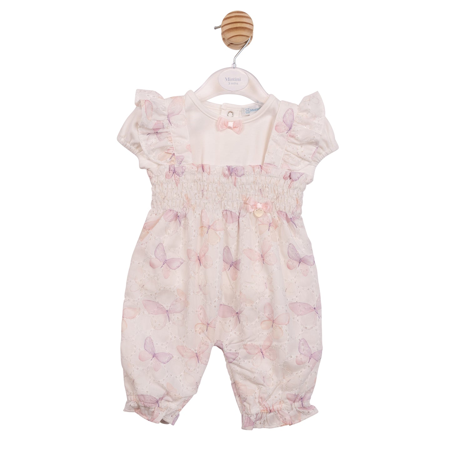 MB7221A - Top & Romper Dungaree - White Butterfly Broderie-In Stock