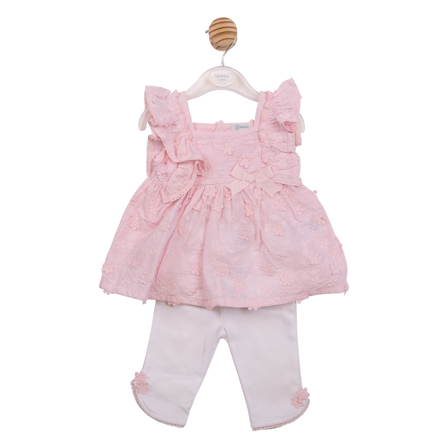 MB7231B - Tunic & Legging- Pink / White Embroidery Flowers-Pre Order