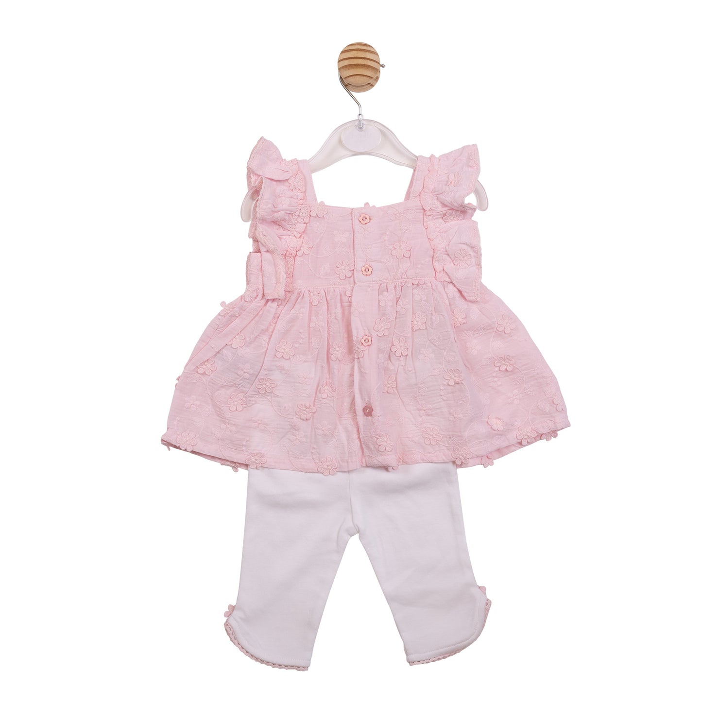 MB7231B - Tunic & Legging- Pink / White Embroidery Flowers-Pre Order