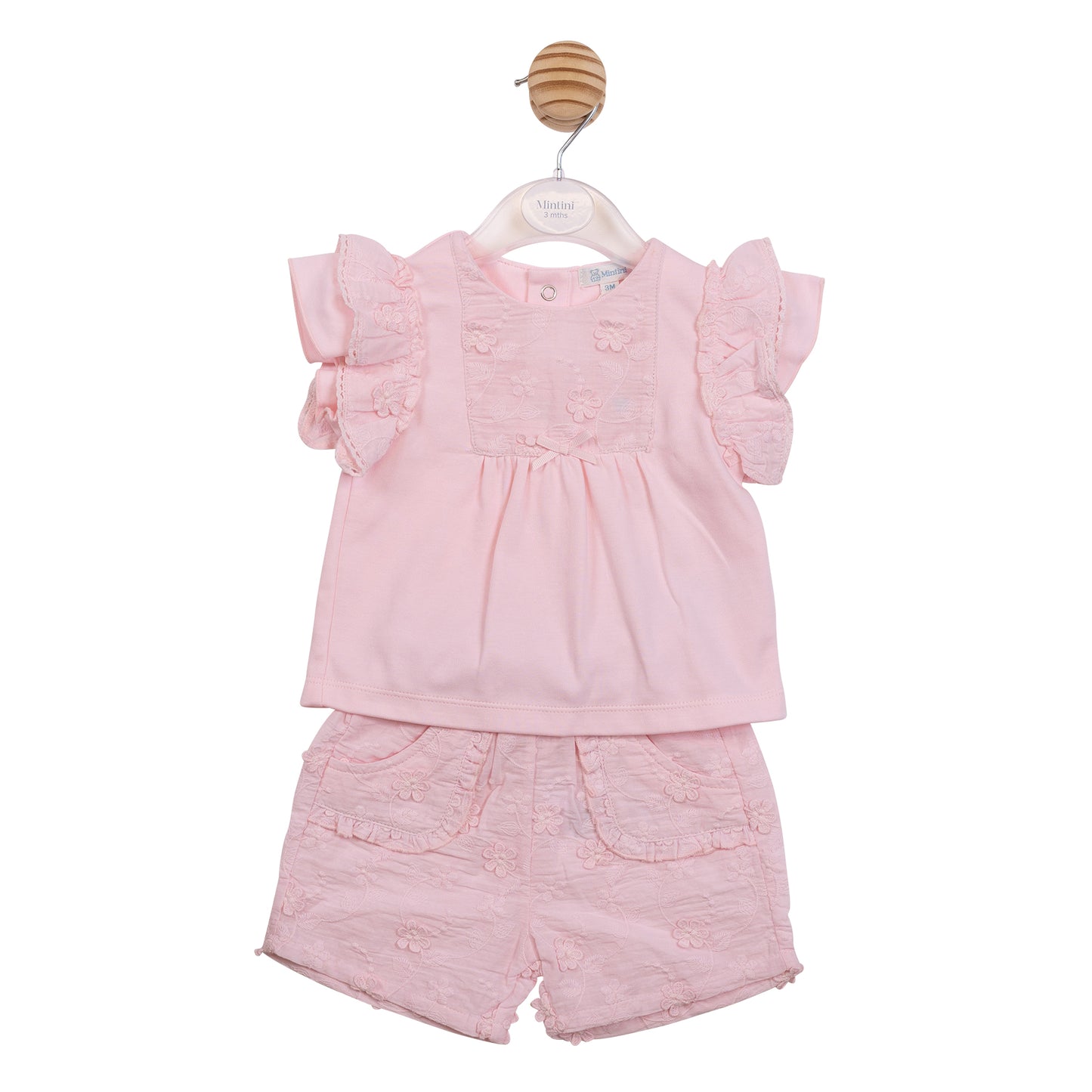 MB7232 - Top & Short - Pink Embroidery Flowers-Pre Order
