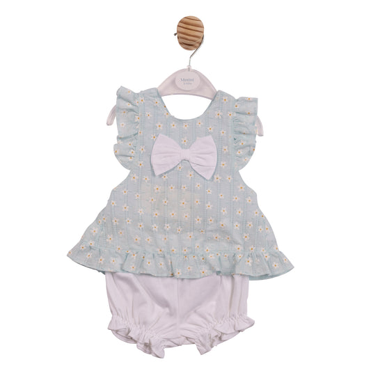 MB7250A - Top & Bloomer - Aqua/White Flower Jacquard