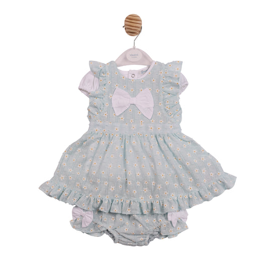 MB7251A - Dress, Top & Pant- Aqua Flower Jacquard