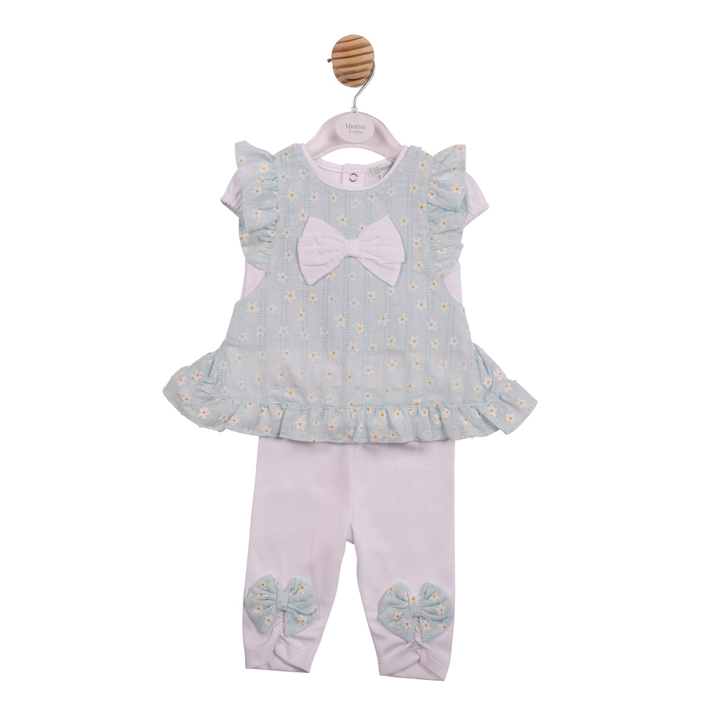 MB7254B - Tunic, Top & Legging - Aqua/White Flower Jacquard-In Stock