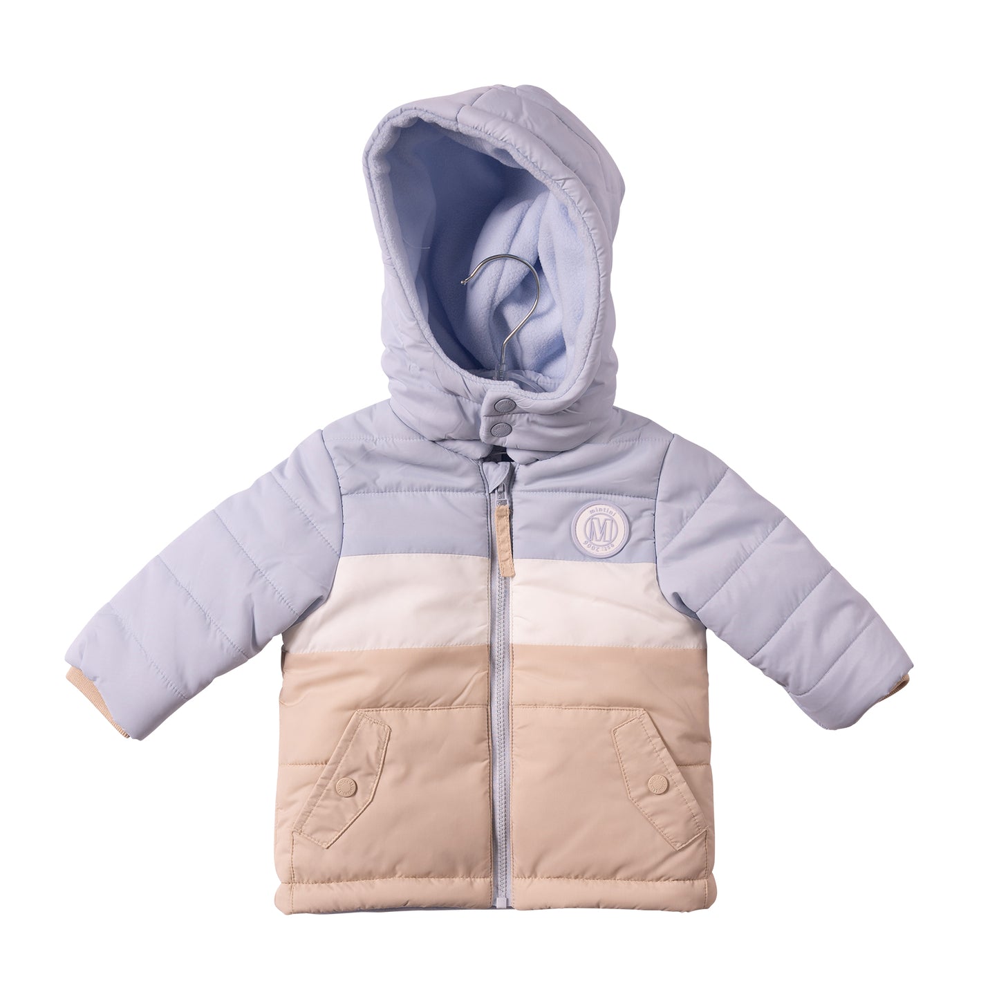 MB7269A - Coat - Blue/Ivory/Beige - Colourblock- Pre Order