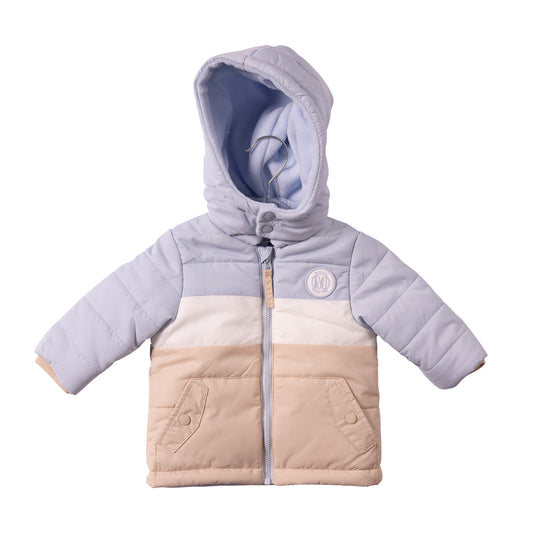 MB7269 - Coat - Blue/Ivory/Beige - Colourblock- Pre Order