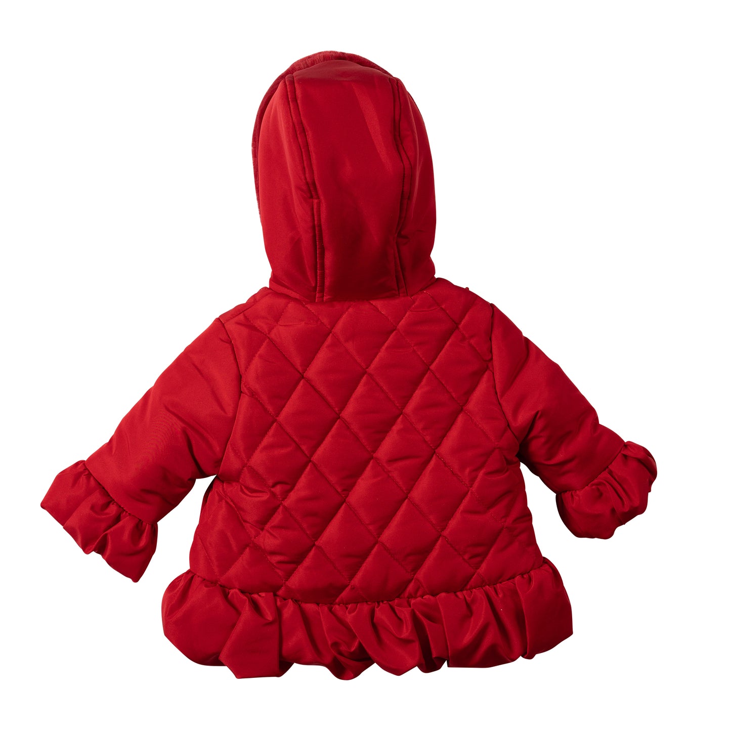 MB7283A - Coat - Red - Pearl Bead and Frill - Pre Order