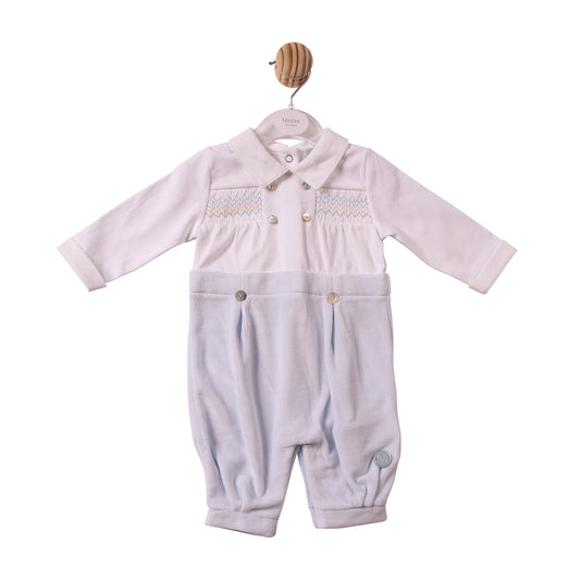 MB7291 - Romper - Blue-Smocking - Pre Order