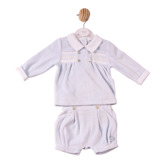 MB7293 - Top & Bloomer Short - Blue-Smocking - Pre Order