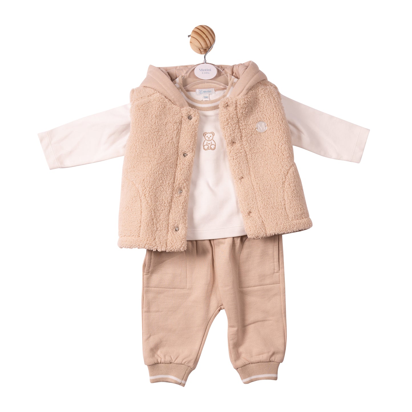 MB7310A - Top, Pant & Gilet - Ivory/Beige - Mintini Bear- Pre Order