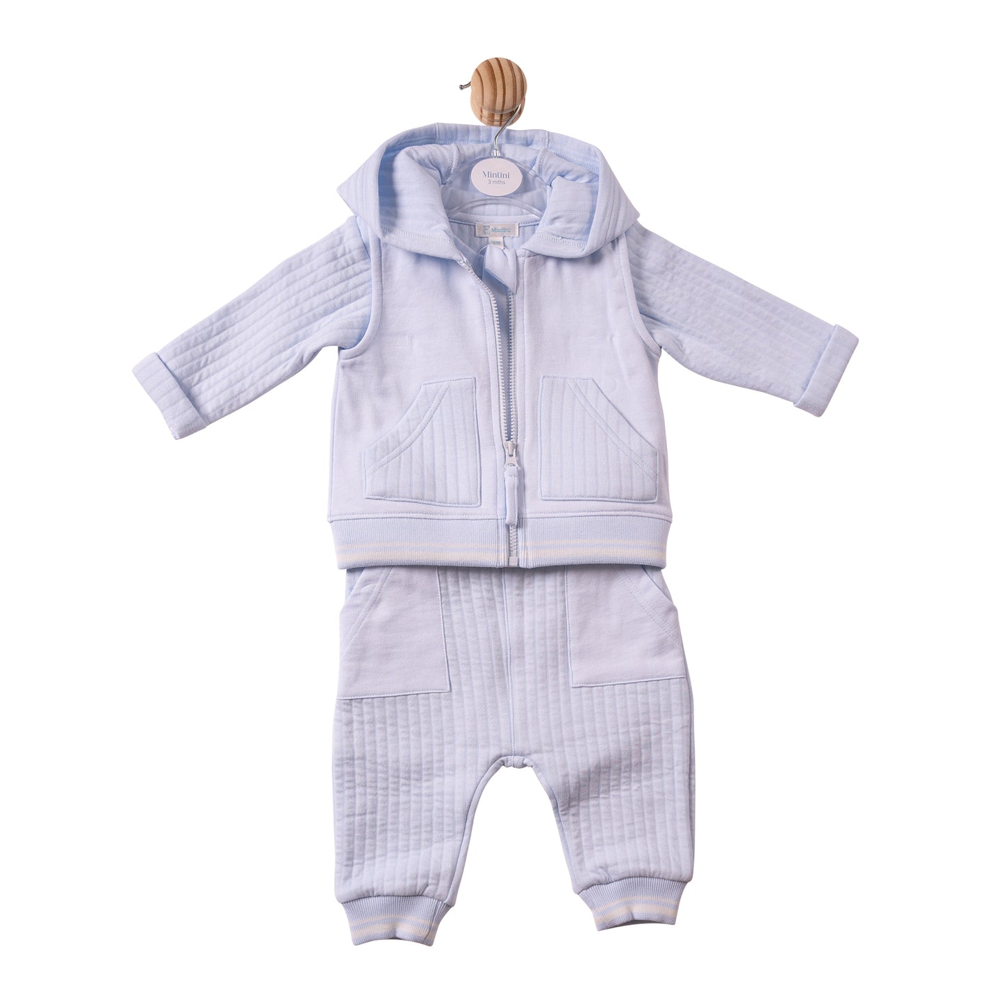 MB7333 - Top, Trouser & Gilet - Blue-Drop Needle/French Terry - Pre Order