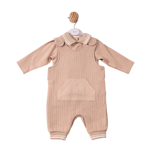 MB7336A - Top & Dungaree- Beige - Drop Needle/French Terry - Pre Order